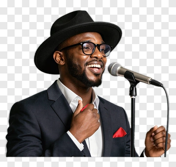 Man Singing Into Microphone PNG