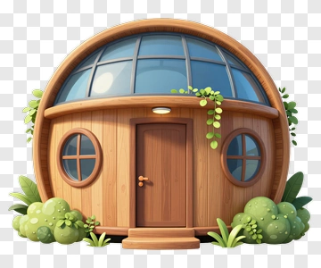 Cozy Wooden Dome House PNG
