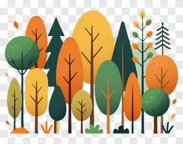 Colorful Autumn Trees PNG
