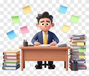 Stressed Office Worker PNG