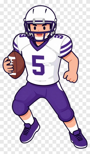 Cartoon Football Player Holding Ball PNG
