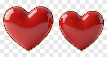 Two Red Hearts With Gold Edges PNG