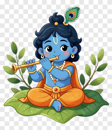 Blue Krishna Playing Flute PNG