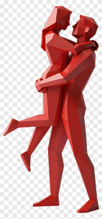 Red Sculpture Of A Kissing Couple PNG