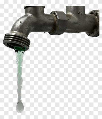 Faucet With Green Water Droplet PNG