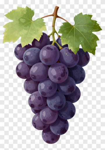 Grape Cluster With Leaves PNG