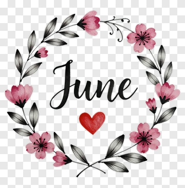 June Flower Wreath With Heart PNG