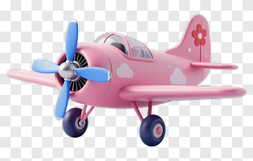 Pink Toy Airplane With Blue Propeller PNG