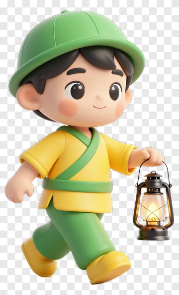 Boy Explorer With Lantern PNG