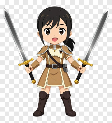 Chibi Girl Swordfighter PNG