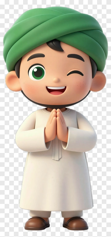Cute Cartoon Boy Winking With Green Turban PNG