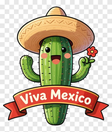 Cactus Wearing Sombrero With Flower PNG