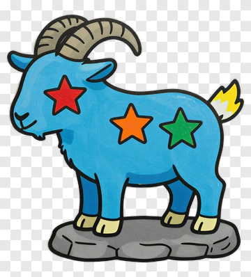Blue Goat With Colorful Stars PNG