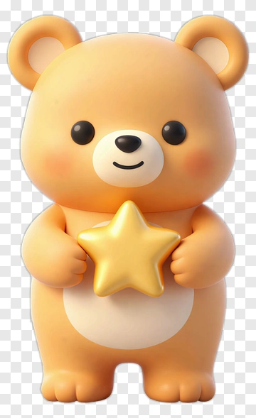 Cute Bear Holding A Star PNG