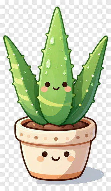 Cute Aloe Vera Plant With Smiling Face PNG