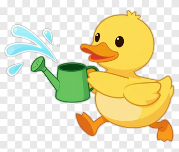 Yellow Duck With Watering Can PNG