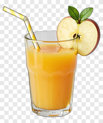 Apple Juice With Straw And Slice PNG