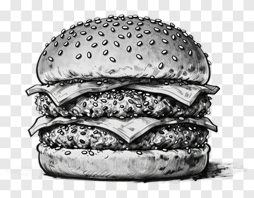 Hand Drawn Hamburger With Sesame Seeds PNG