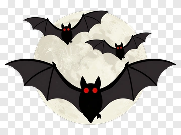 Three Bats Flying Over Moon PNG