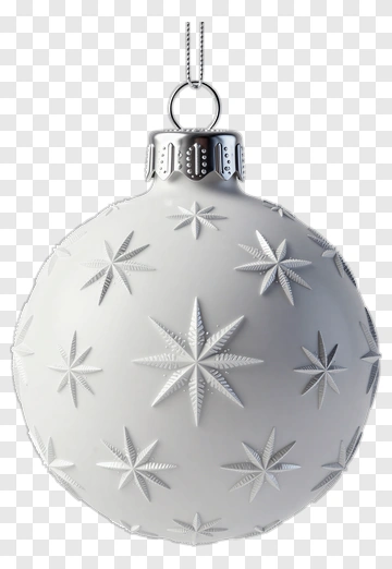 White Christmas Ornament With Star Pattern PNG
