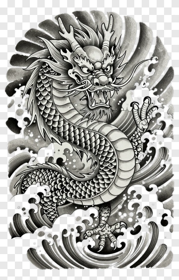 Japanese Dragon Tattoo Design PNG