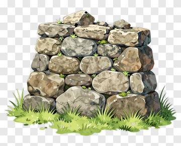 Stone Wall With Grass And Moss PNG