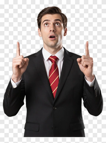 Man In Suit Pointing Upward PNG