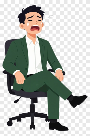 Crying Businessman In Office Chair PNG