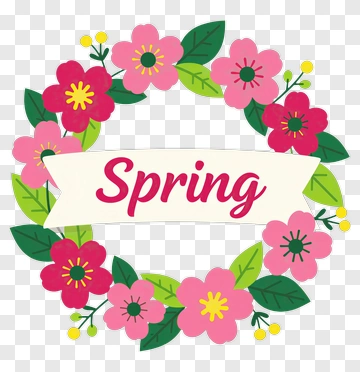 Spring Flower Wreath With Banner PNG
