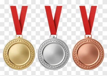 Gold Silver Bronze Medals With Red Ribbons PNG