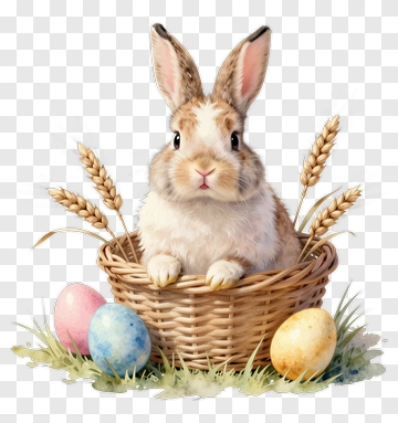 Cute Rabbit With Easter Eggs PNG