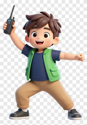 Happy Child Holding Radio PNG