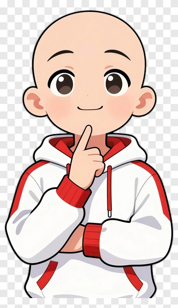 Cartoon Child Thinking With Finger To Lips PNG