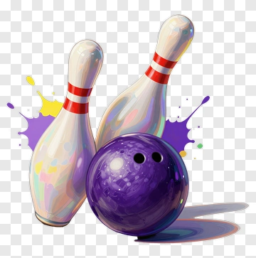 Purple Bowling Ball And Pins PNG