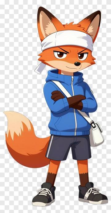 Cool Fox Character In Streetwear PNG