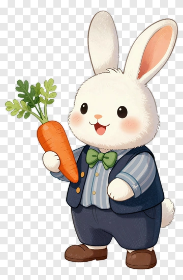 Cute Rabbit Holding Carrot PNG