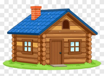 Cozy Log Cabin With Blue Roof PNG