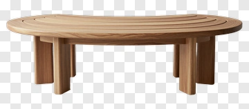 Modern Oval Wooden Coffee Table PNG