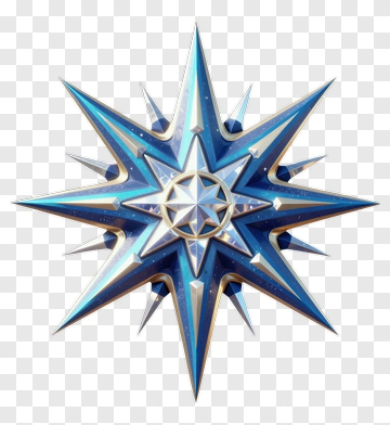Blue Gold Compass Star PNG