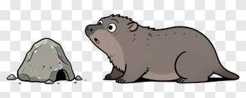 Cartoon Mole Looking At Rock Hole PNG