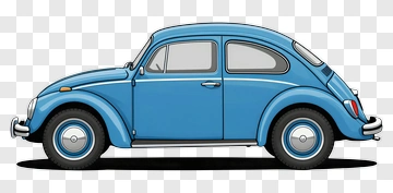 Blue Volkswagen Beetle Side View PNG