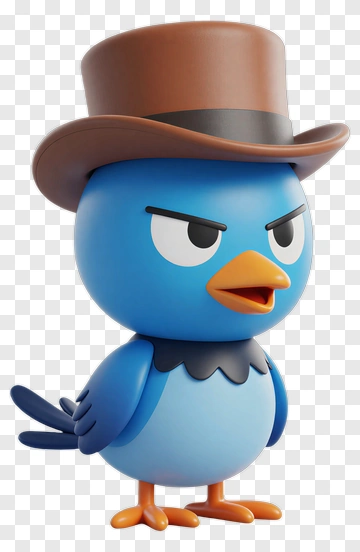 Blue Bird Wearing Top Hat PNG