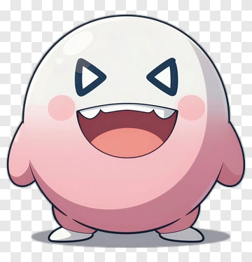 Pink Cartoon Character With Big Smile PNG