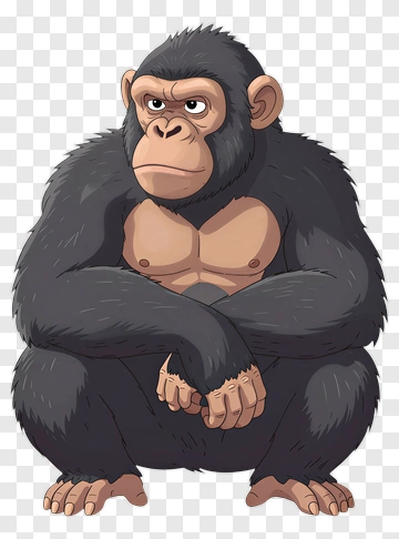 Cartoon Chimp Sitting PNG