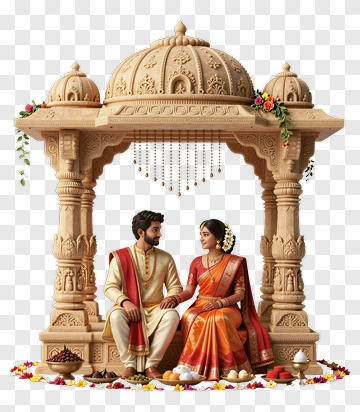 Indian Couple In Wedding Attire PNG