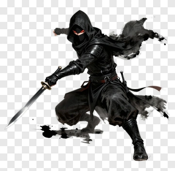 Ninja With Sword In Combat Pose PNG