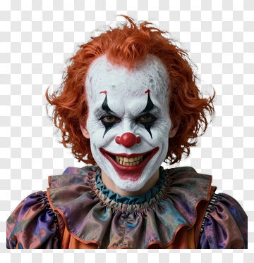 Clown With Red Hair And White Face Paint PNG