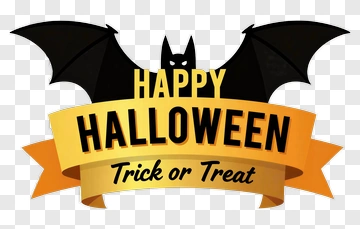 Happy Halloween Banner With Bat PNG