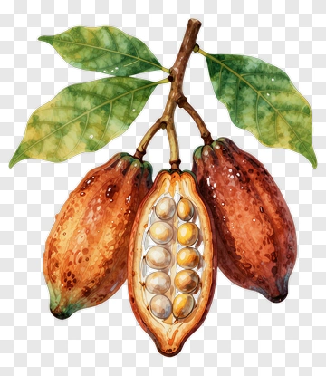 Cocoa Pod With Beans And Leaves PNG