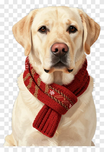 Labrador Retriever Wearing Red Scarf PNG